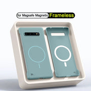 for Magsafe Bezel-less Phone Case for Samsung S10 Plus S20+ S21 FE S22 S23 Note 20 Ultra Thin Frameless Hard PC Magnetic Cover