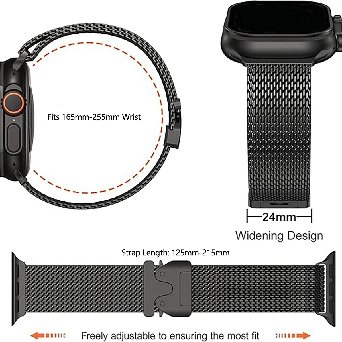 Titanium Band for Apple Watch Ultra 4/3/2 49mm iWatch Series 12 11 10 9 8 Natural Titanium Milanese Loop Strap Parachute Buckle