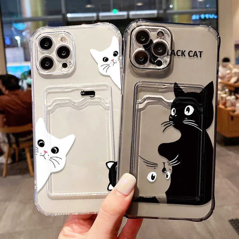 Card Slot Holder Phone Case For iPhone 13 17 15 16 11 12 14 Pro Max 16e Air XR XS X 7 8 Plus SE Soft Photo Pocket Wallet Cover