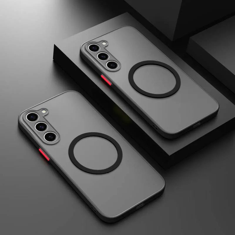 Luxury Magsafe Wireless Charge Case For Samsung Galaxy S20 S21 S22 S23 FE S24 Plus S24Ultra Shockproof Matte Clear Back Cover