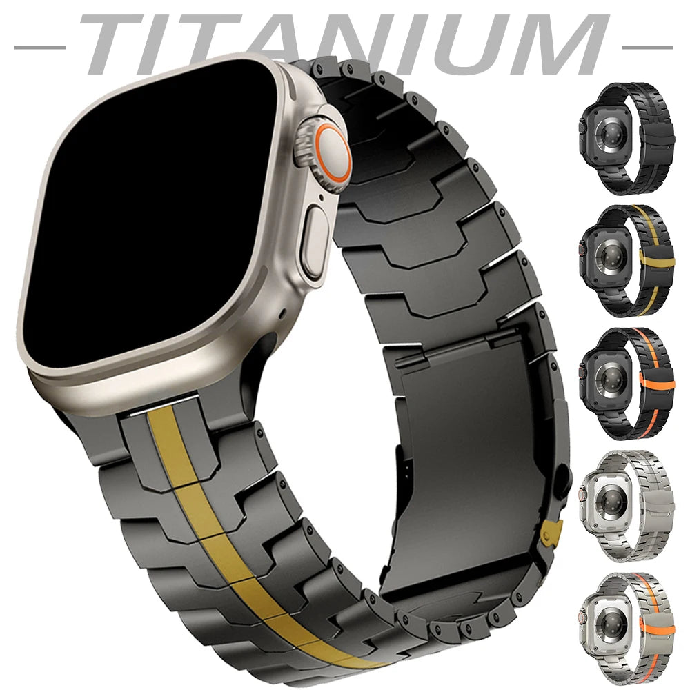 Titanium Strap for Apple Watch Series 12 11 10 46mm Ultra4/3/2/1 49mm Titanium Orange Band for IWatch 9 8 7 45mm 6 5 4 SE 44mm