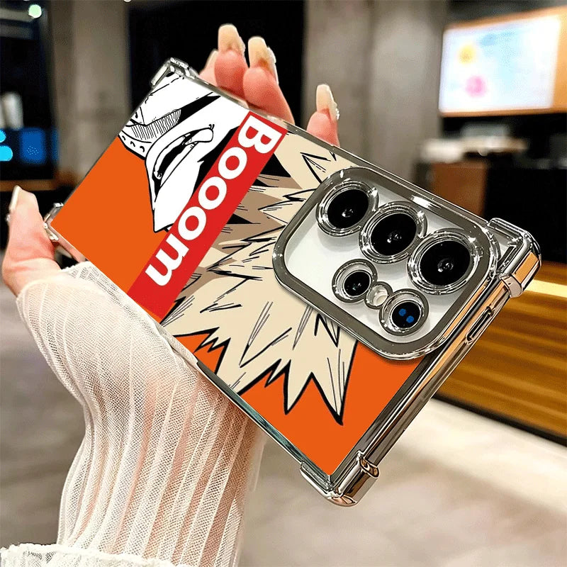 MHA My Hero Bakugou Katsuki Plating Phone Case For Samsung Galaxy S25 S26 Edge S24 S23 Ultra S22 S21 Plus S20 FE Anti-Fall Prote