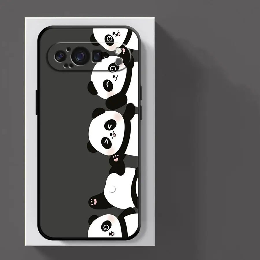 Funda Phone Cover Case for Google Pixel 10A 6a 7a 6 7 8 Pro 8a 9a 10 9 Pro XL Black White Panda