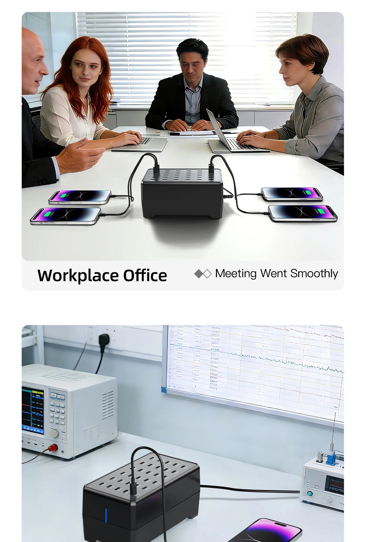 100W 30-Port Type-C Multi-Device Desktop Charger: Rapid & Efficient Charging Hub for Phones and Tablets