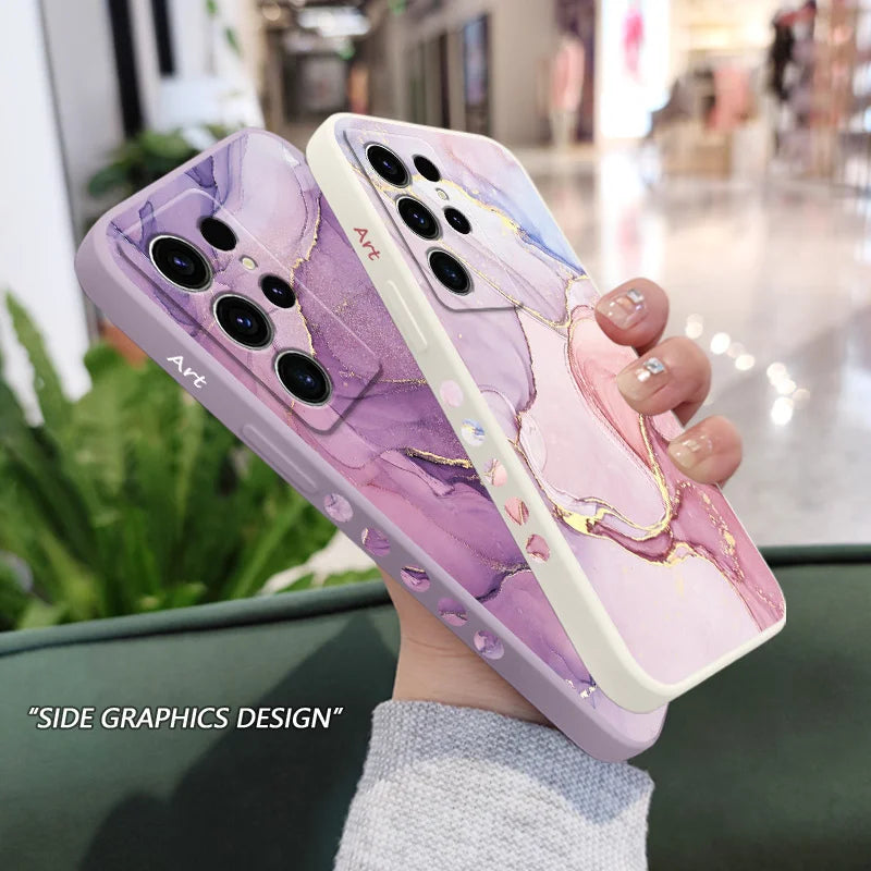 Gold Marble Phone Case For Samsung Galaxy S25 FE S24 S23 S22 S21 S20 S10 S10E Ultra Plus Note 20 Ultra 10 Plus Cover