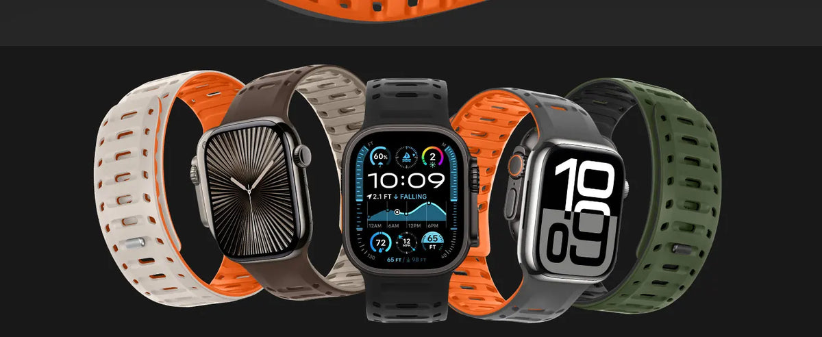 Magnetic Silicone Strap For Apple Watch Bands 45mm 44mm 42mm 46mm 49mm Bracelet correa IWatch Series 10 SE 9 8 7 6 Ultra 2 3 11