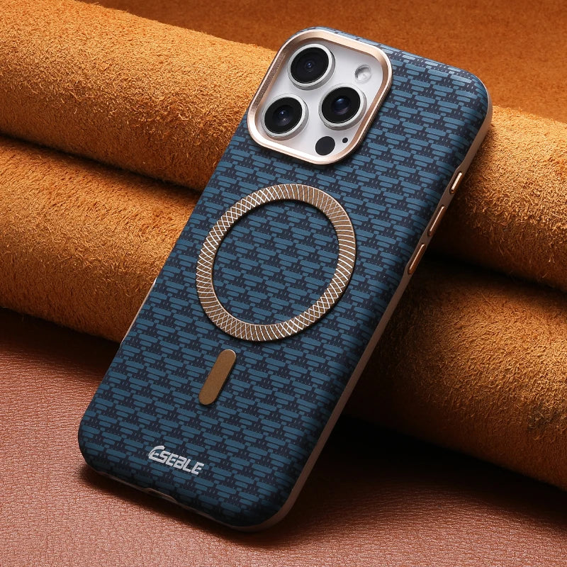 For Magsafe Magnetic Luxury Solid Color Triangle Pattern Phone Case for iPhone 17 Pro Max 15 13 14 16 Pro Max Bumper Back Cover