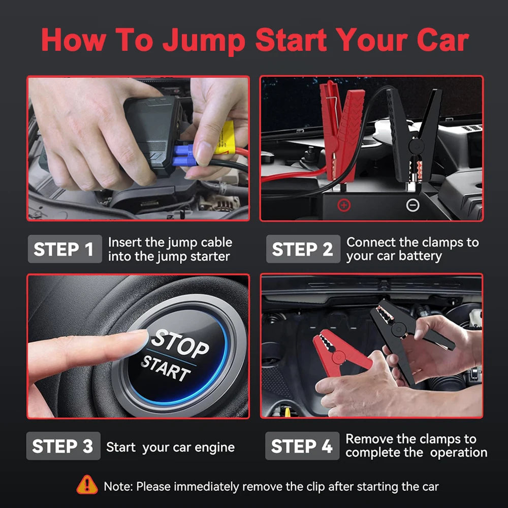 Car Jump Starter Battery Power Bank 600A Portable Emergency Starter Booster 12V Auto Starting Device for Petrol Vehicle Start