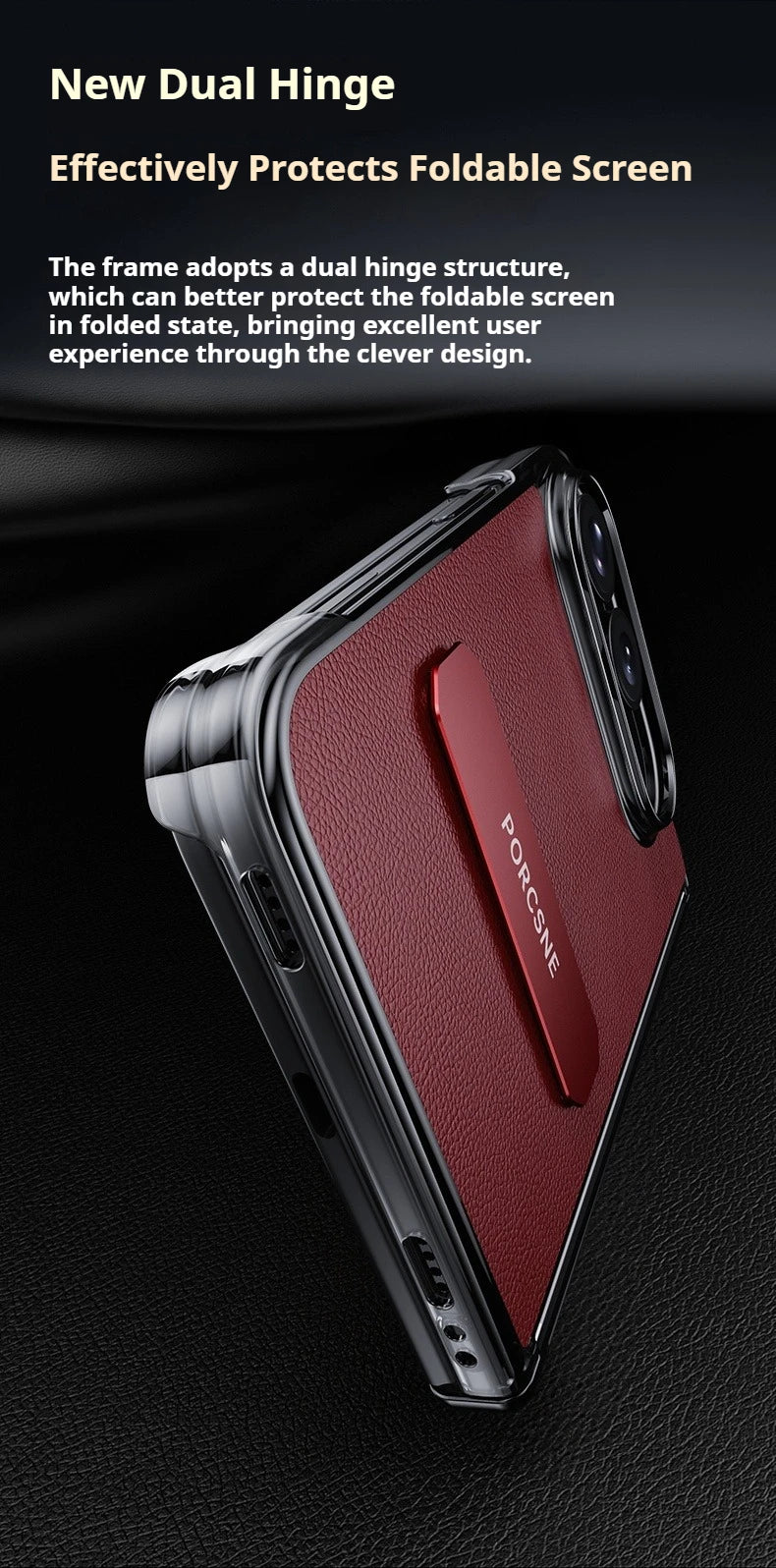 For iPhone Ultra Fold Case Luxury Matte Leather Ultra-Thin Skin-Friendly Folding Hinge Holder Shockproof Back Cover Accessories