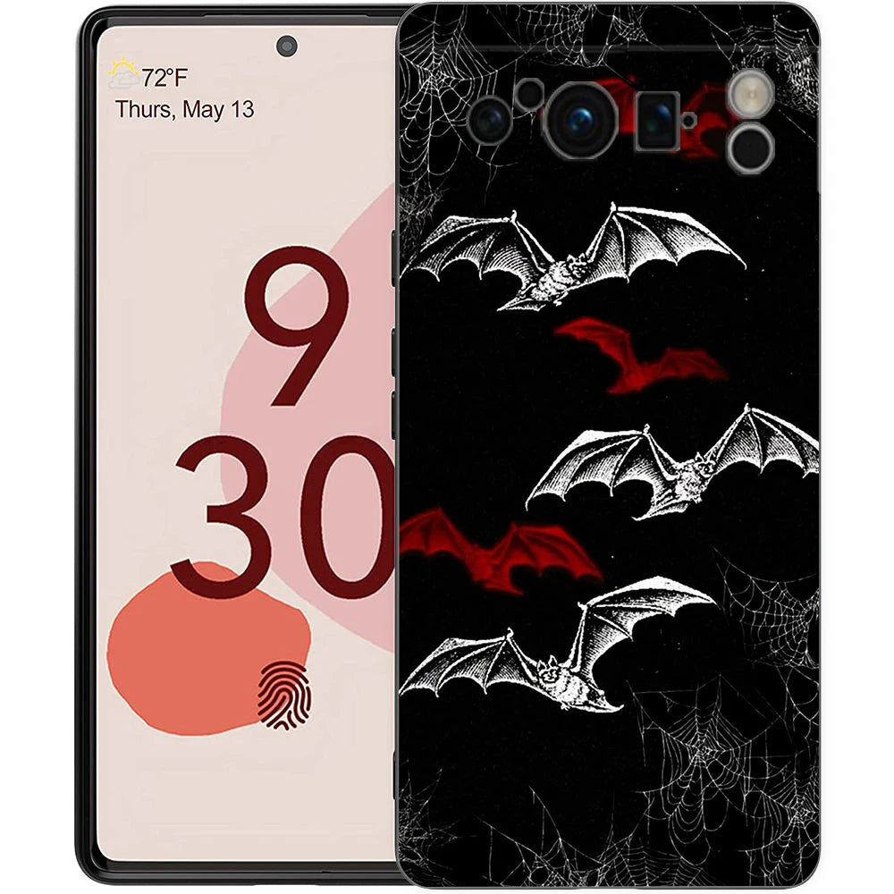 Goth Vampire Bat animal Phone Case For Google Pixel 10A 10 9 8 7 6 Pro XL 9A 8A 6A 7A 5G Soft Shockproof TPU Black Cover