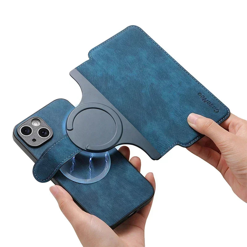Card Wallet Magnetic 2 In 1 Detachable Flip Card Slots Leather Case For Magsafe iPhone 17 16 15 14 13 12 Pro Max Plus 17Air 16E