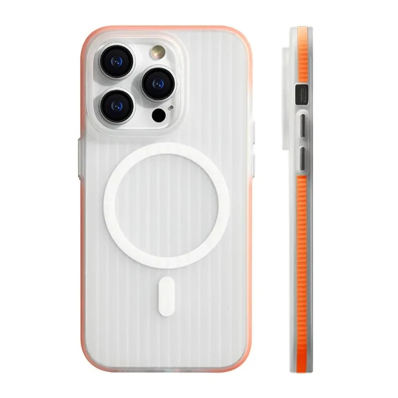 3D Corrugated Magsafe Magnetic Phone Case For iPhone 17 Air 16 15 14 13 12 Pro Max Plus Non-slip Hard Transparent Matte Cover