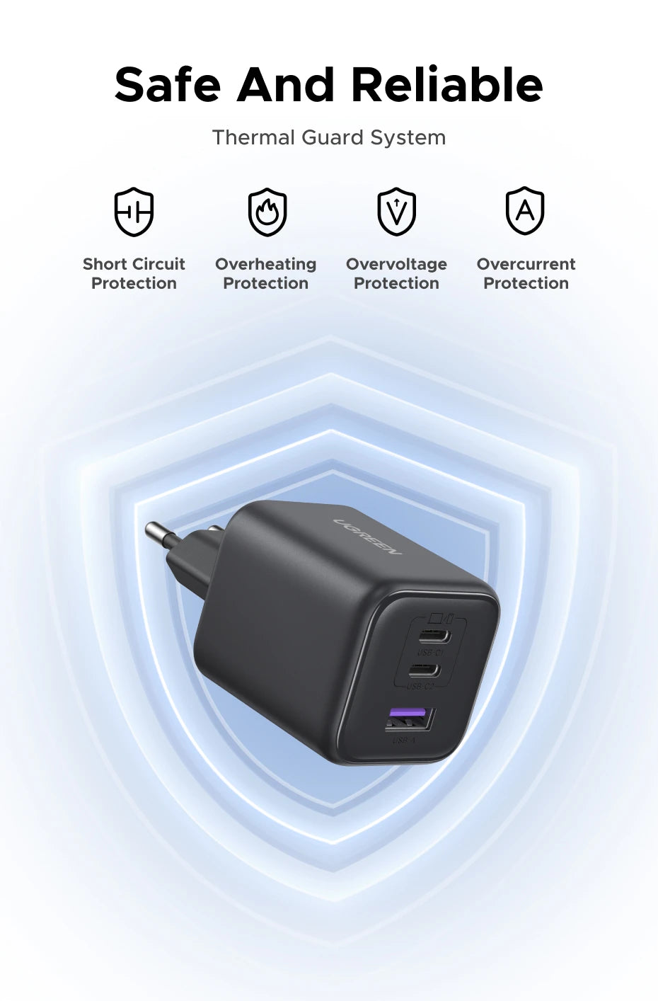 UGREEN 45W/30W/25W/20W GaN Charger PD3.0 PPS QC3.0 USB C Fast Charger For Samsung S26 iPhone 17 16 15 Pro Max iPad Xiaomi Tablet