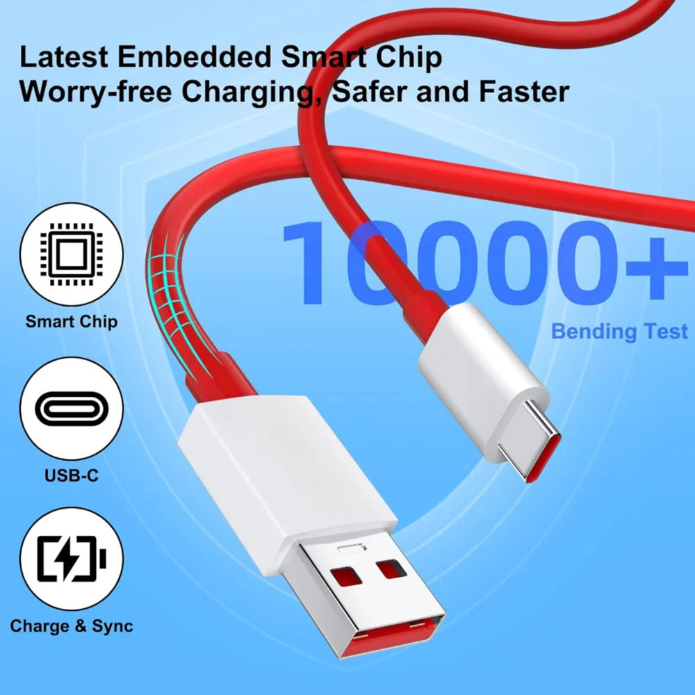 EU Plug 80W Ultra Fast Charger For OnePlus 8 9 10 11 12 13 Nord 2 2T N200 N300 5G OPPO Realme Type C USB SuperVooc Charge Cable