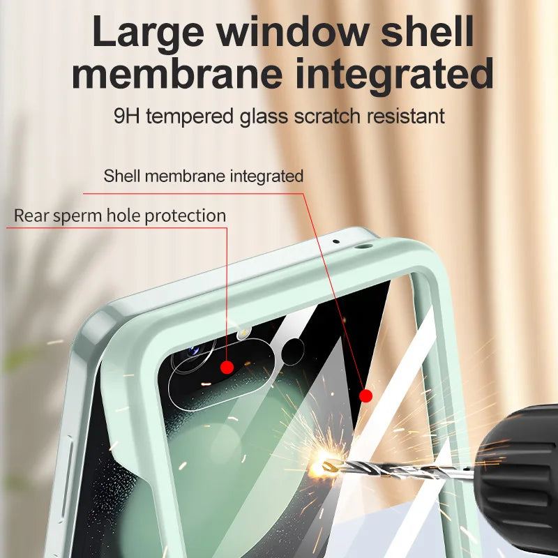 2025 Hot Skin Feel Glass Case for Samsung Galaxy Z Flip 7 FE 6 5 5G Fold business Fashion Cover Anti-knock Cases for Flip5 Flip6