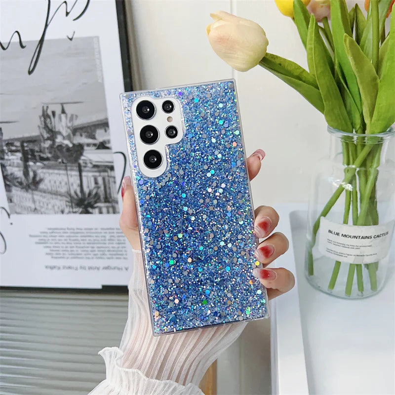 Shining Sequins Cases For Samsung Galaxy S25 S24 S23 S22 S21 S20 FE Plus Note 20 Ultra A13 A33 A53 A73 A22 A32 A42 A52 A72 Cover