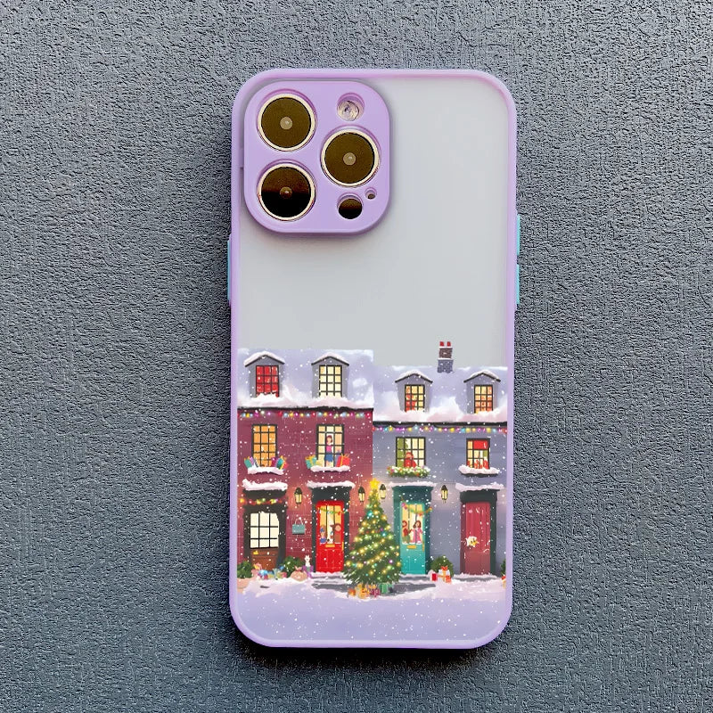 Rural Building Snow Scenery Phone Case For iPhone 16 15 Pro Max Plus 14 13 Pro Max 12 Mini 11 XS X XR 7 8 Plus Shockproof Covers