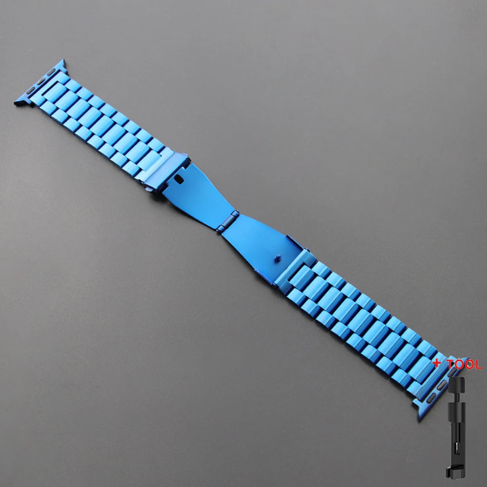 Stainless Steel Band for Apple Watch Ultra 4 3 2 49mm Series 12 11 10 46mm 45mm 44mm 42mm Metal Strap for IWatch 9 8 7 6 SE3 5 4