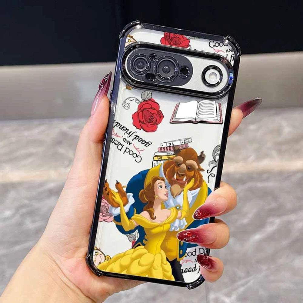 Beauty and the Beast Phone Case For Google Pixel 10A 9A 9 8A 8 7A 7 Pro XL Plating Drop-proof Transparent Soft Cover