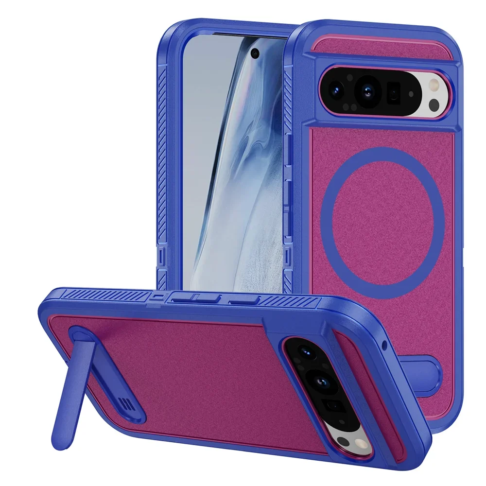 Wireless Charging Folding Stand Magnetic Armour Phone Case For Google Pixel 9 8 10 Pro XL Shockproof Protective Military Cover