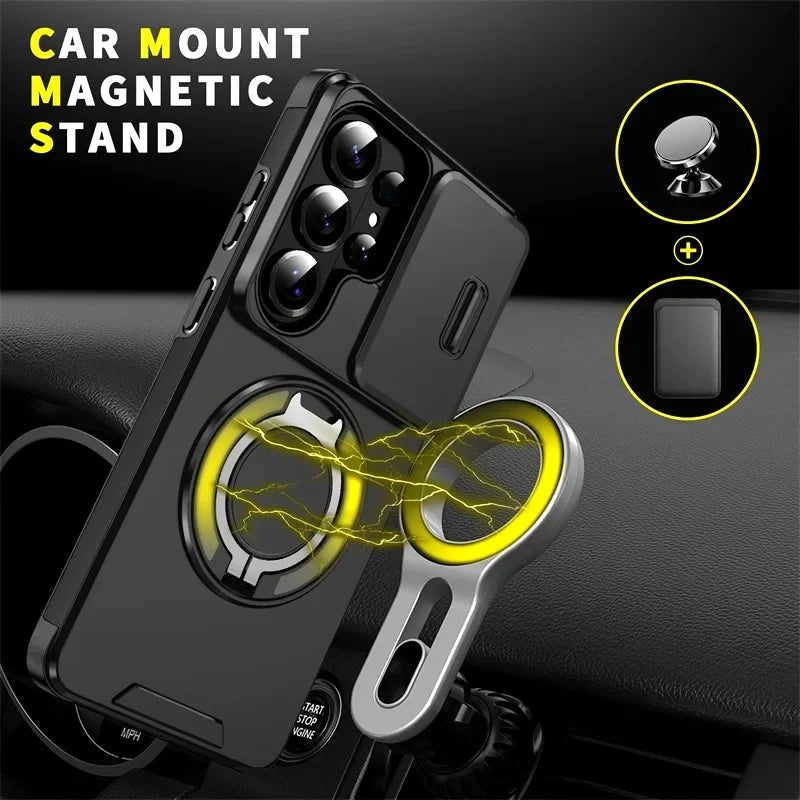 Slide Camera Protection Armor Phone Case For Samsung Galaxy S26 Ultra S 26 Plus S26Ultra 5G Car Magnetic Holder Metal Ring Cover