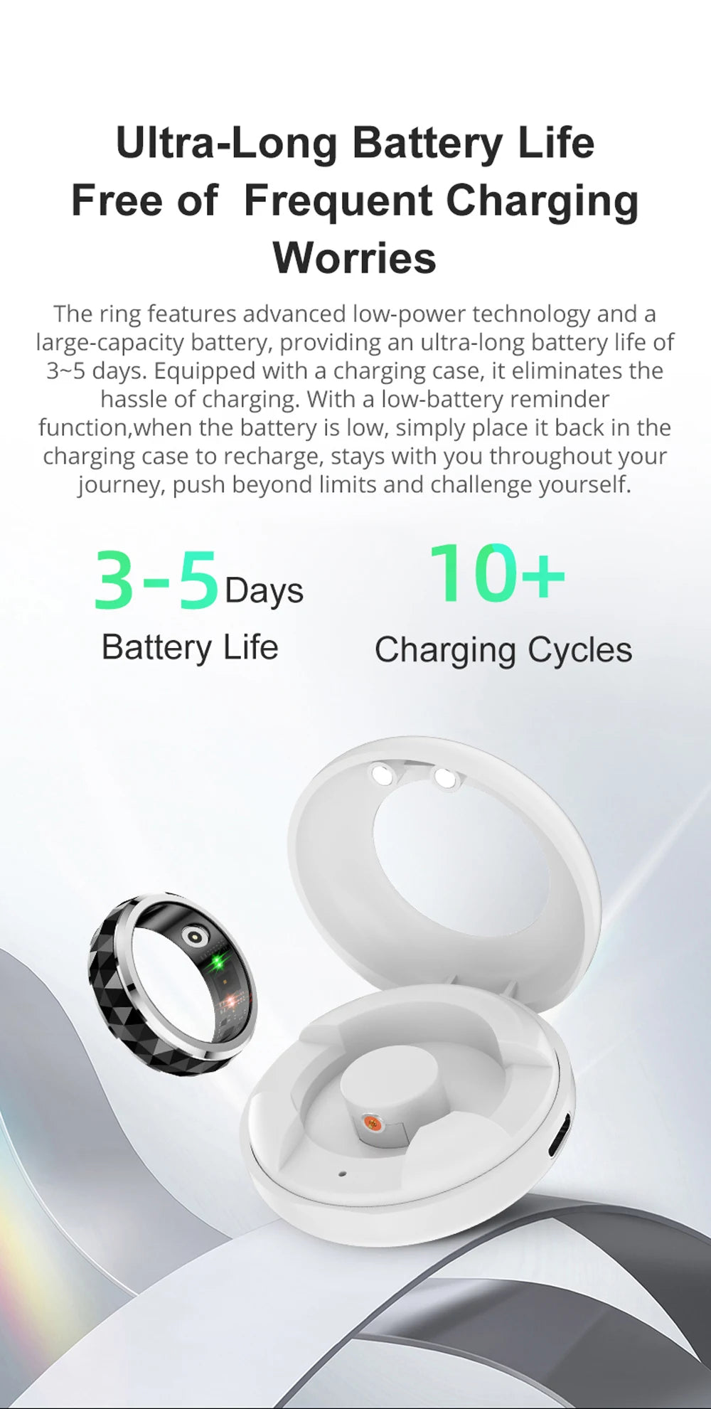 2024 COLMI R11 Smart Ring, Fidget Spinner Anxiety Relieve Ring with Charging Case for Men, Health Sleep Monitor, 5ATM Waterproof