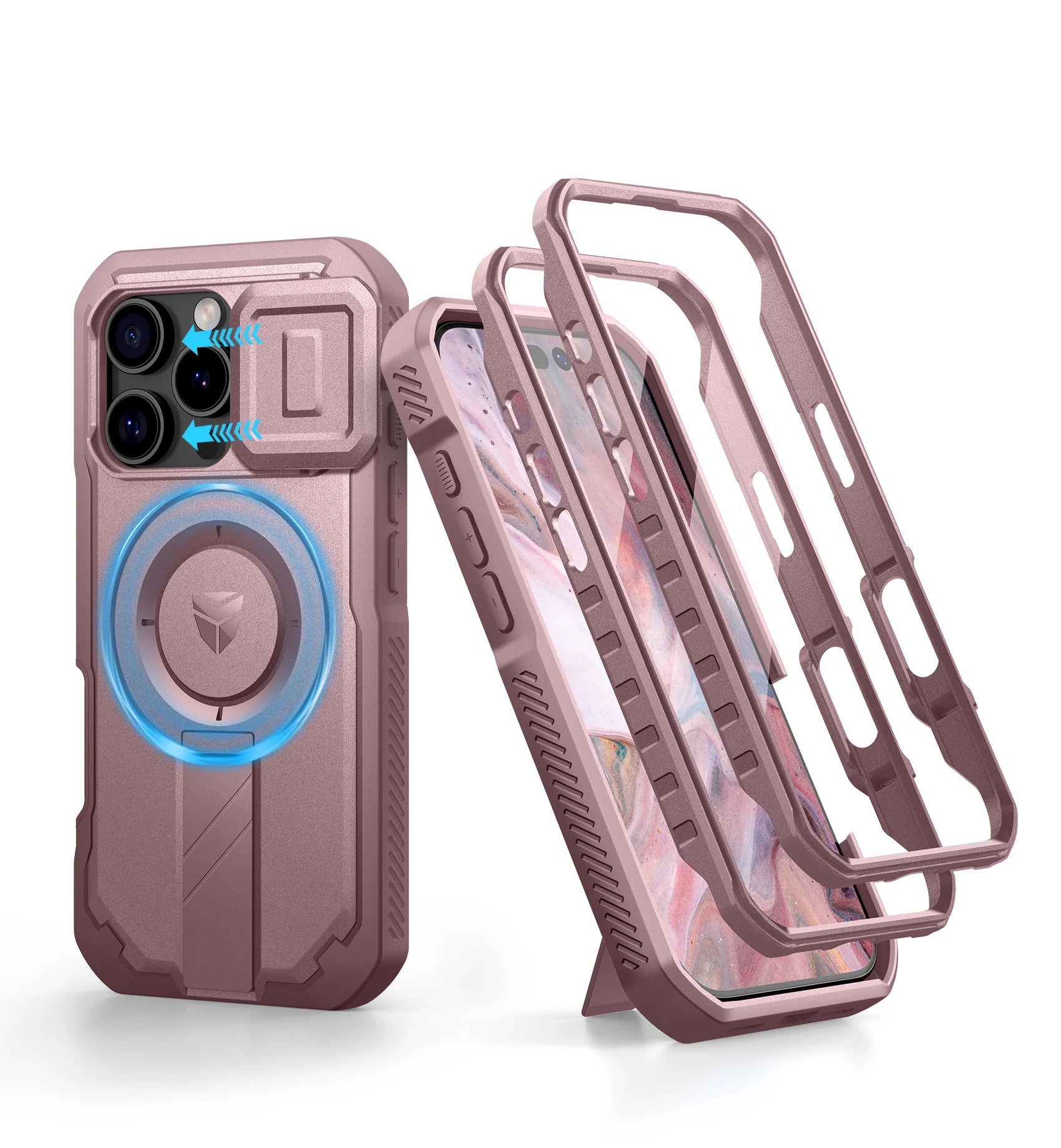 Dexnor For iPhone 16 Pro Case with MagSafe Rugged Shockproof with Built-in Sliding Camera Cover Built-in Screen Protector holder