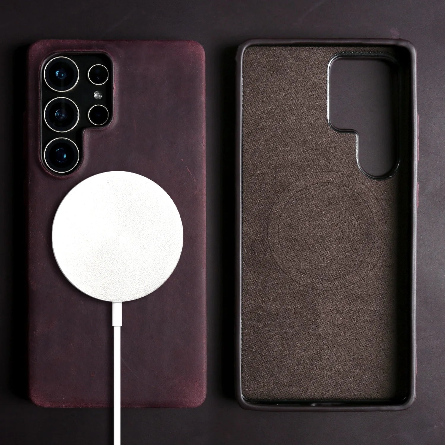 Vintage Genuine Leather Case for Samsung Galaxy S26 Ultra S25 S24 S23 S22 S21 S20 S25FE Magnetic PULL-UP Cowhide Phone Cover