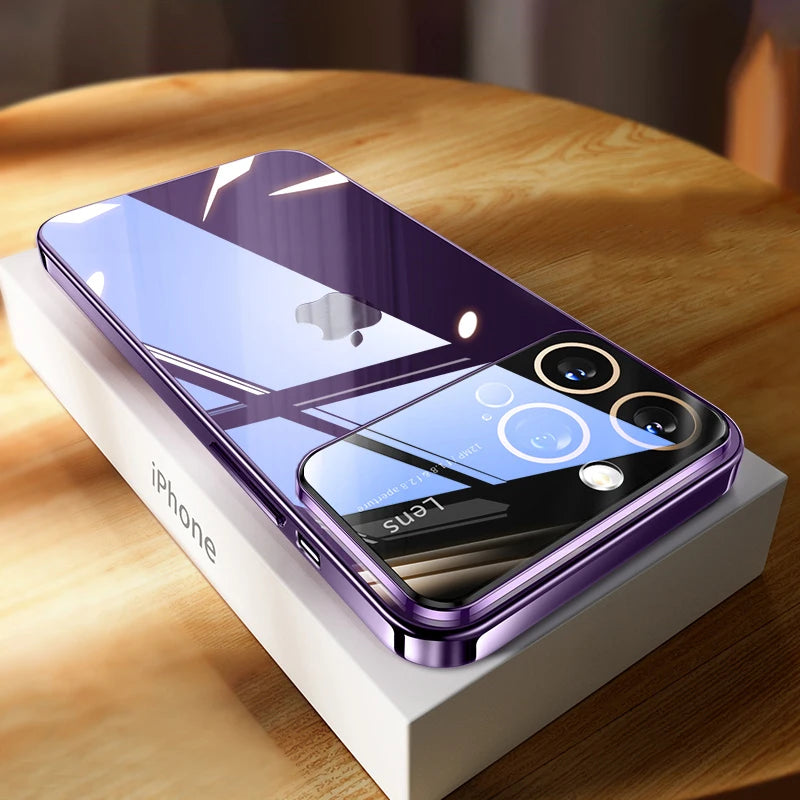 Luxury Plating Clear Hard PC Glass Lens Camera Protection Case For iPhone 17 Pro Max 16 15 13 11 12 14 Transparent Bumper Cover
