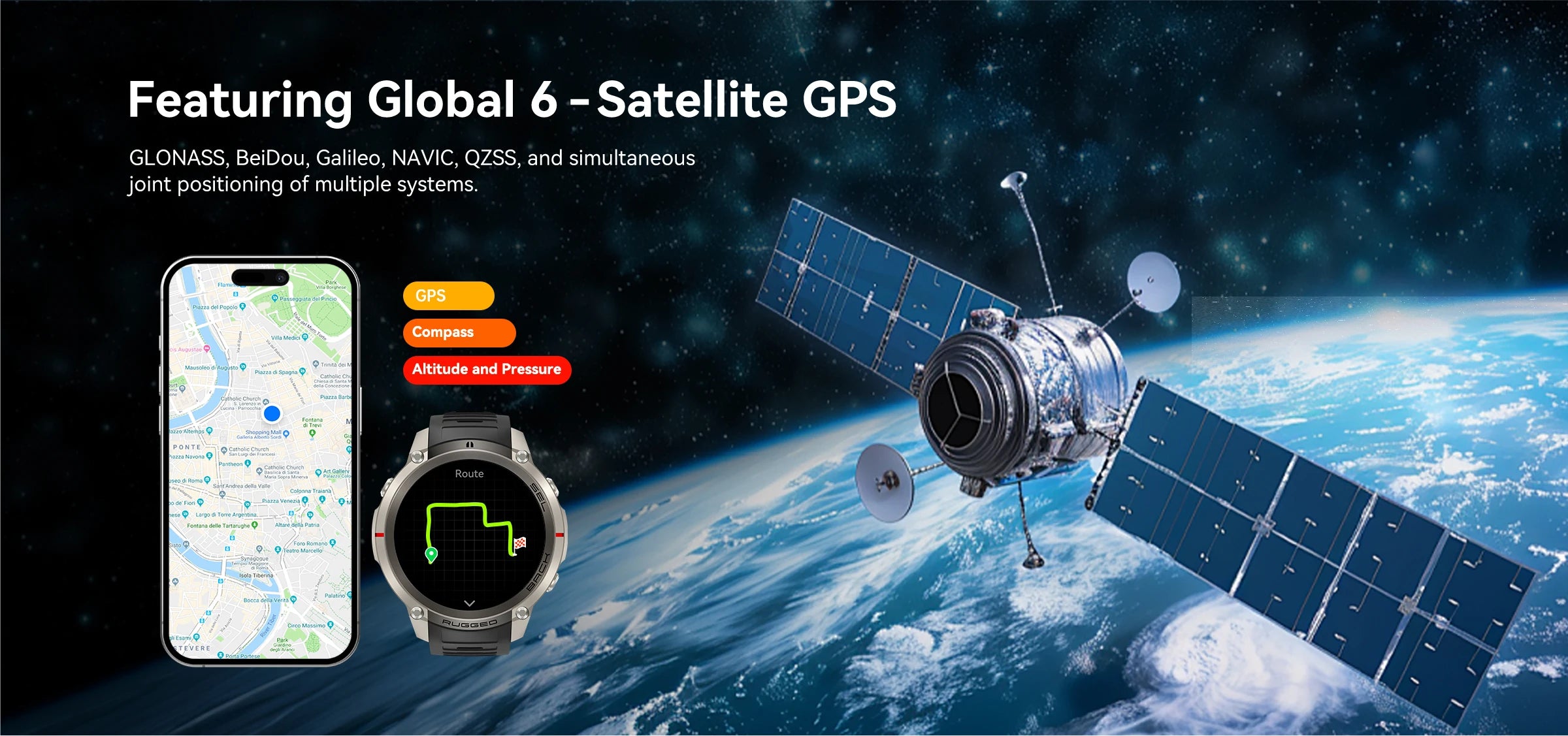 2026 Military Satellite Offline Map GPS Smart Watch Men 1.43''AMOLED Bluetooth Call Compass 5ATM Waterproof 170+Sport Smartwatch
