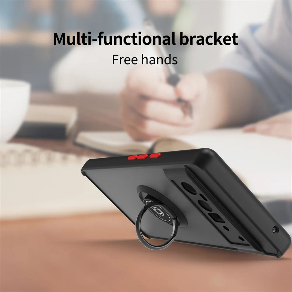 For Google Pixel 6 Pro Matte Phone Case For Google Pixel 6 7 8 9 Pro 8A Luxury Metal Ring Holder Cover ﻿