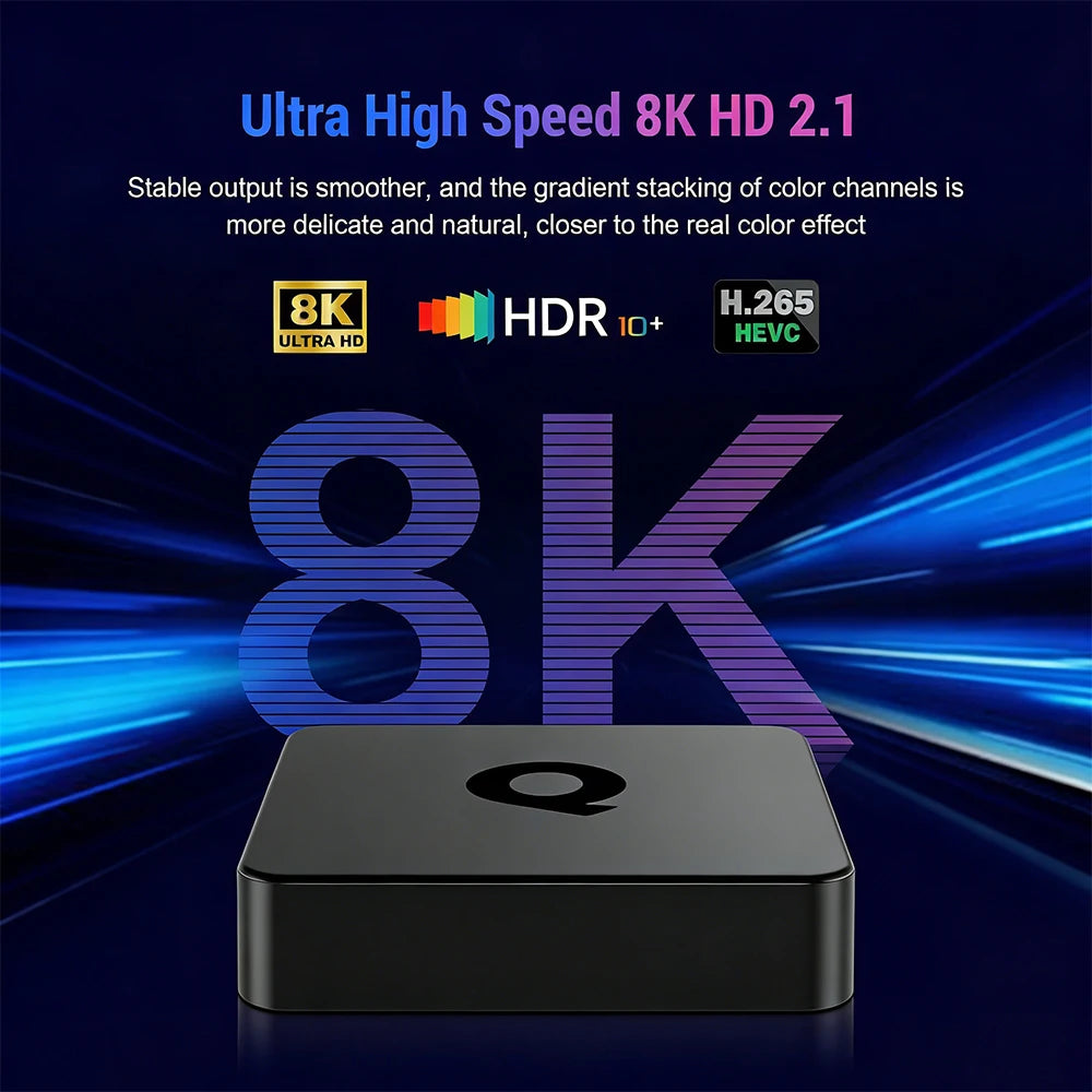 Smart TV Box Bluetooth 6.0 8K Q1 Android 16 Set Top Box Allwinner H313 Dual Wifi 5G 8GB128GB Google Voice Streaming Media Player