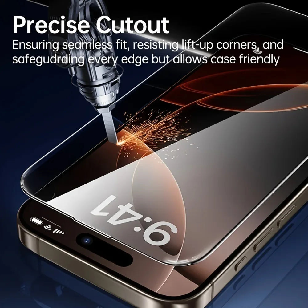 2Pcs Full Cover Screen Protector for iPhone 17 16 15 14 Pro Max Air 16 15 Plus 17e  9H Hardness Tempered Glass
