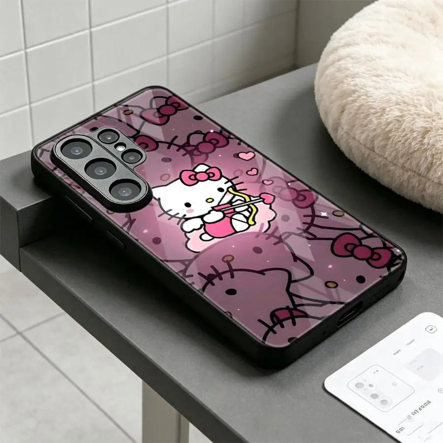 Sanrio Hello Kitty Phone Cover Glass Case for Samsung Galaxy S26 Ultra S25+ S20 S23 FE S22 S23+ 25 Edge S21 S24+ 24 Plus S26+