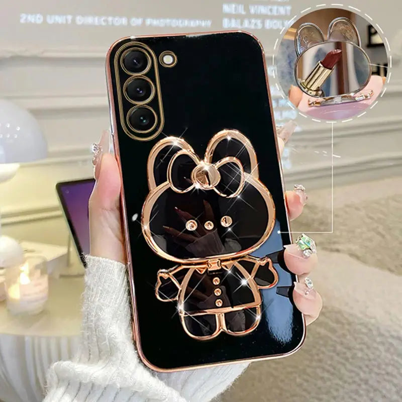 Mirror Plating Phone Holder Case For Samsung Galaxy S23 S20 S22 S21 S10 S9 S8 Note 10 20 8 9 Plus Ultra 5G S20 Fe Stand Cover