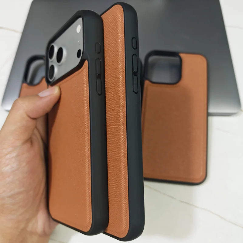 Simple Solid Color Leather Phone Cover For iPhone 17 16 15 Pro Max Business Office Style Case