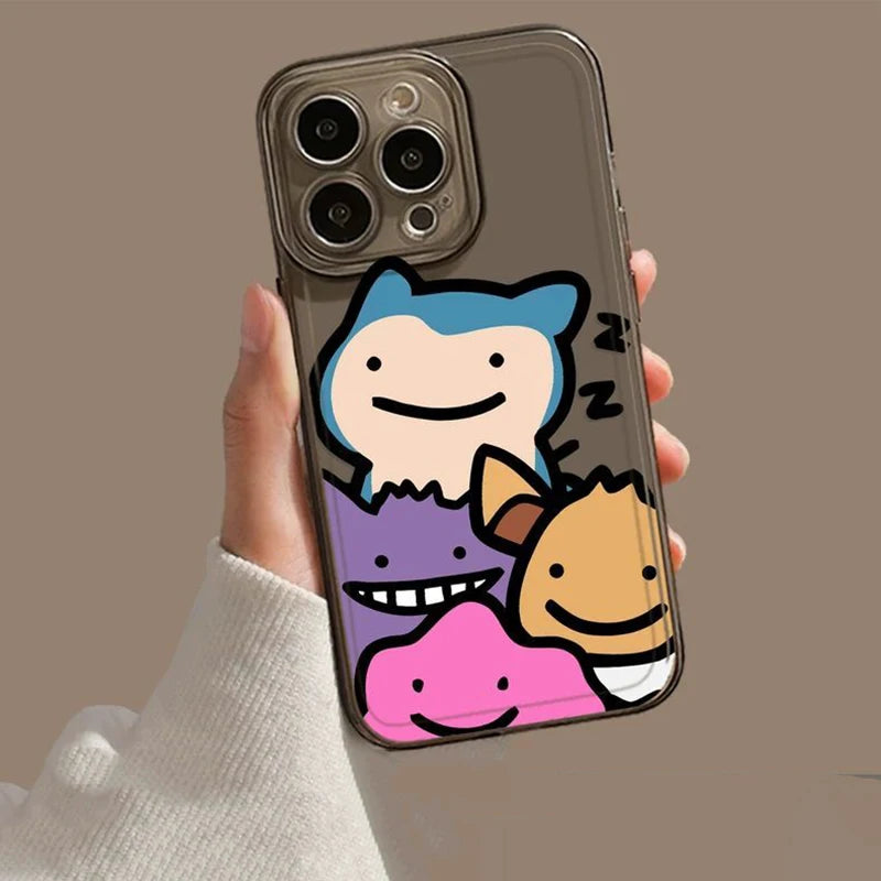 Fashion Kawaii Graffiti P-Pokemon Phone Case For iPhone 17 16 15 14 13 12 11 Pro Max XR XS MAX 78PLUS MINI Y2K Transparent Cov