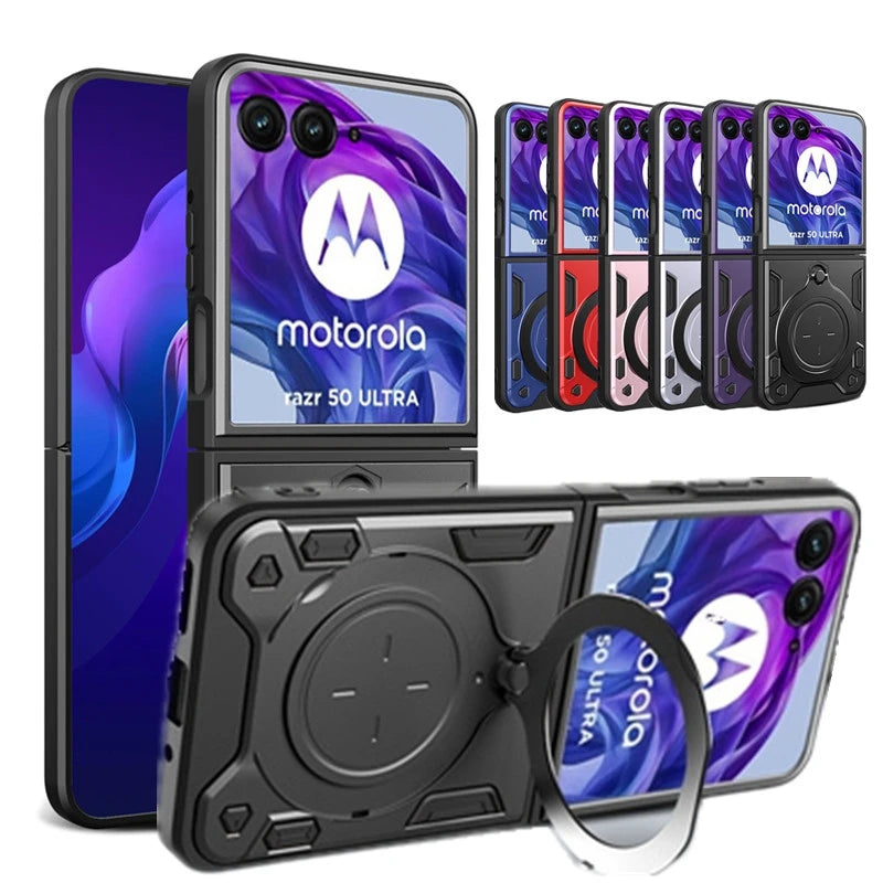 Heavy Duty Protective Magnetic Cover For Motorola Moto Razr 70 60 50 40 Ultra Razr+ 2026 2025 2024 Case With Ring Holder Stand