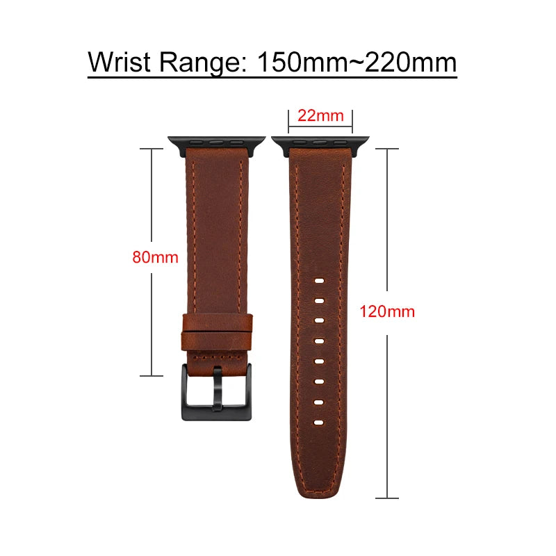 Leather Strap For Apple Watch Band 49mm 44 45 42mm 40 46 38 41mm Crazy Horse Style Bracelet IWatch Ultra Series 10 9 8 7 SE 6 5