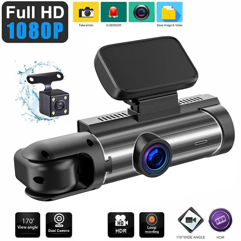 ZNLYRION M8-32GB Full HD 1080P Car Dashcam Front+Interior+Rear Camera 130° Wide Angle Night Vision G-Sensor Parking Monitor Car Driving Recorder