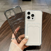 Clear Card Pocket Shockproof Case for iPhone 17 16 15 14 13 12 11 Pro Xs Max 16e X XR 6 6s 7 8 Plus SE 2020 2022 Silicone Cover
