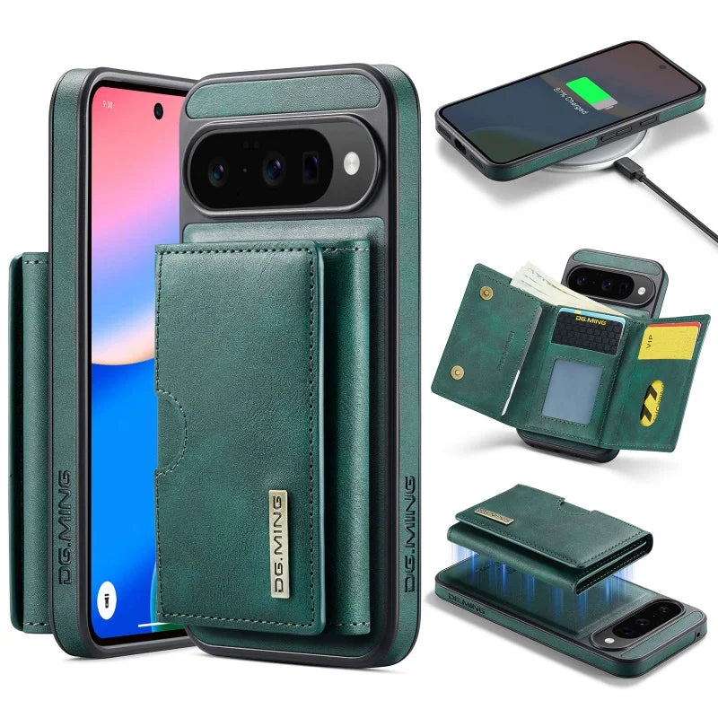 Dg.ming Magnetic Leather Wallet Phone Case For Google Pixel 10 Pro Xl Pro 9 8 2 In 1 Detachable Flip Card Funda Cover Coque Etui