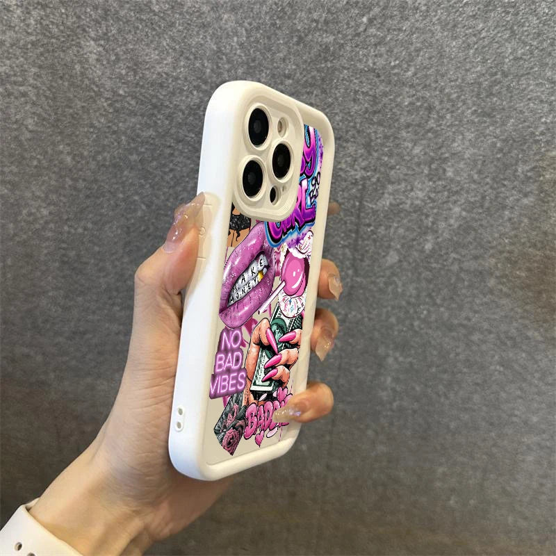 Pink Lips USD Banknote Printed Phone Case For Samsung Galaxy S26 S25 S24 S23 S22 S21 S20 Ultra Plus FE A55 A54 A15 A35 Cover