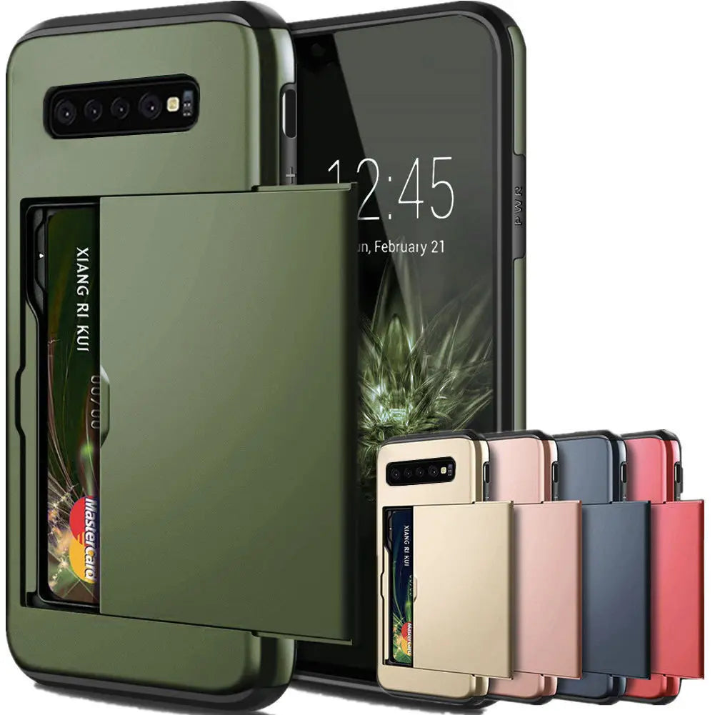 For Samsung Galaxy S10 Plus S10E S10 5G S9 S8  Case Slide Armor Wallet Card Slots Holder Cover For Samsung Note 9 8