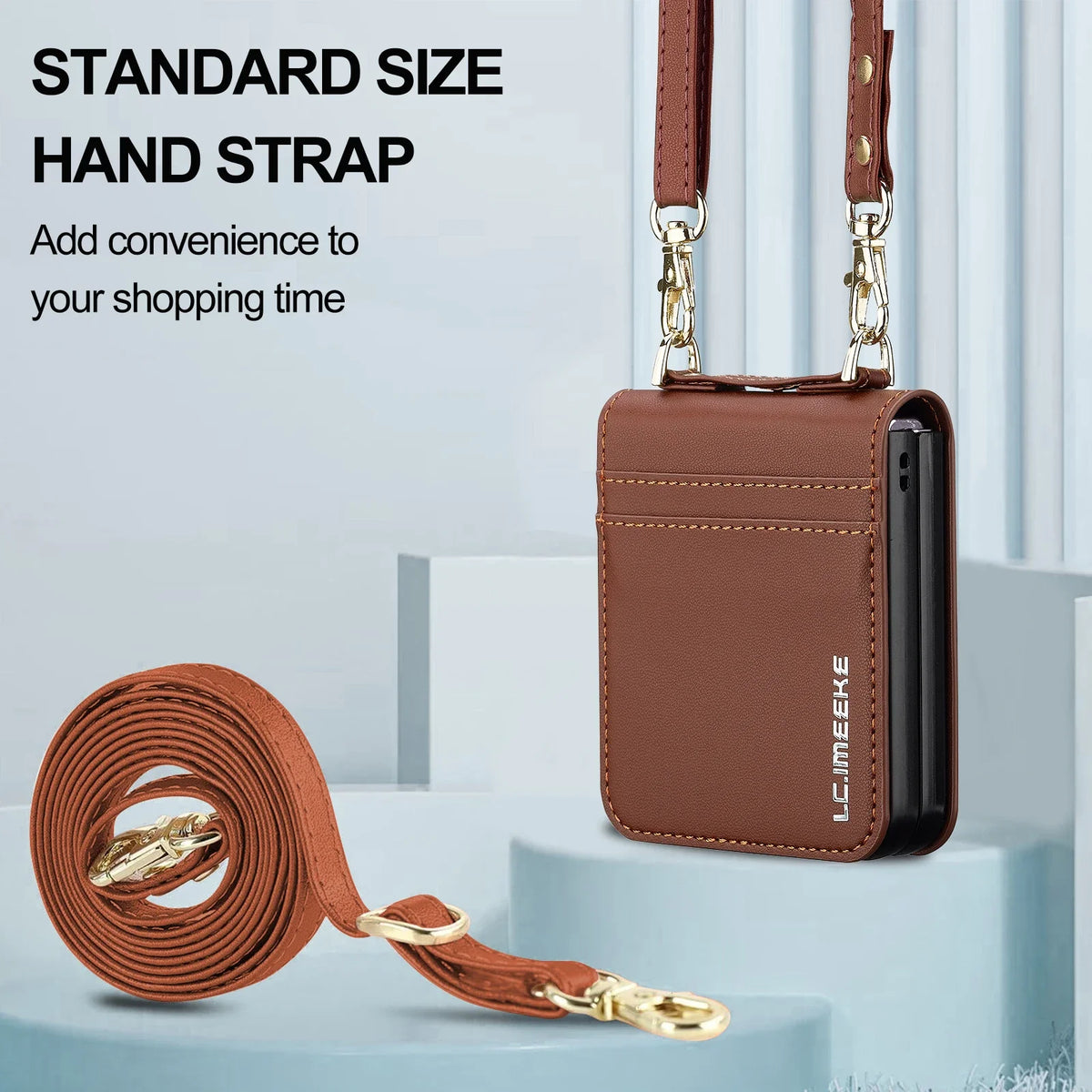 Crossbody Cards Solt Wallet Leather Case For Samsung Galaxy Z Flip 8 7 FE 6 5 4 3 5G Flip6 Flip7 Hand Strap Lanyard Pocket Cover
