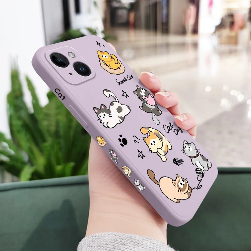 Cat String Ball Phone Case For iPhone 17 17 Air 16 16e 15 14 13 12 11 X XR XS Plus Pro Max Mini Silicone Cover