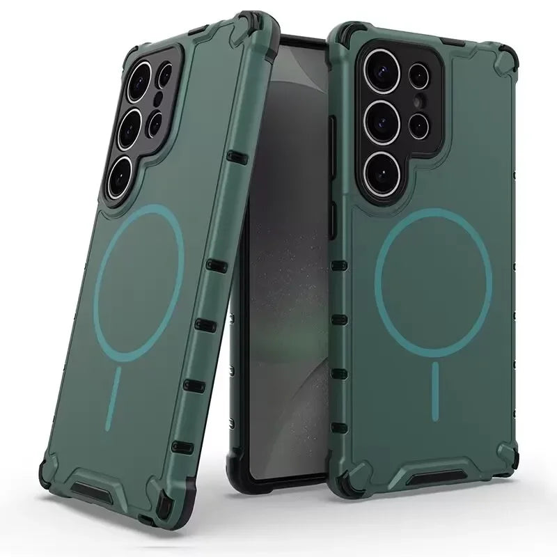 New luxury and cool Magsafe wireless magnetic charging anti drop armor case for Samsung Galaxy S25 S24 S23 Ultra Phone case