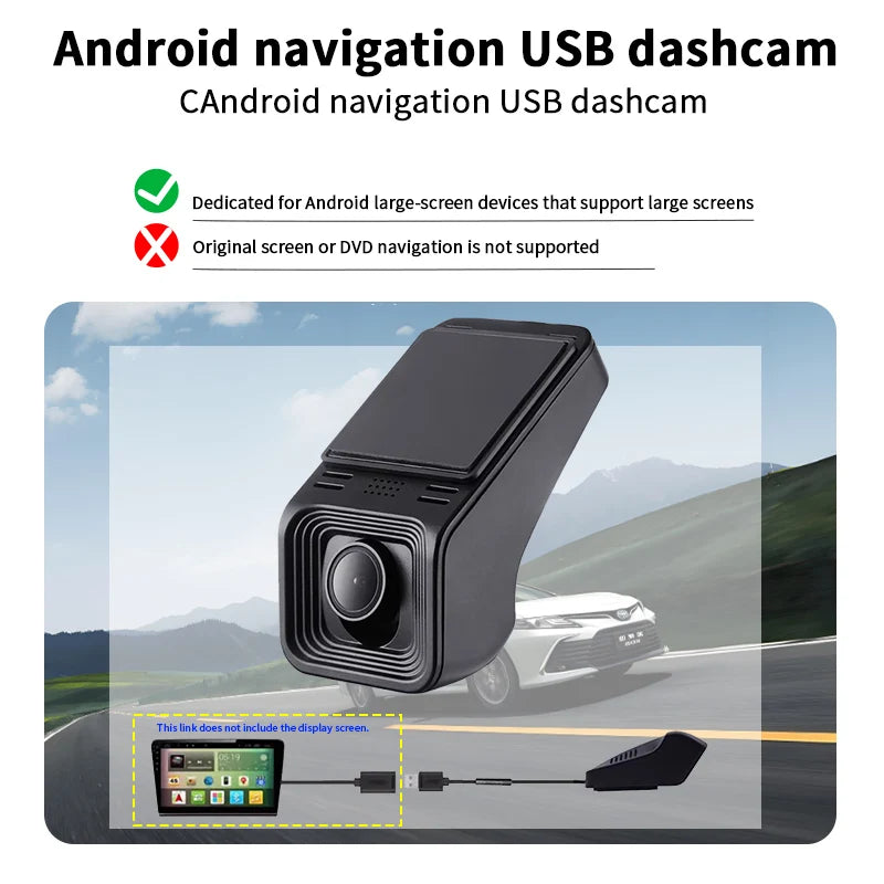 ADAS USB Car DVR Dash Cam 1080P HD for Android Navigation 170° Wide Angle ADAS Intelligent Assistance Driving Recorder