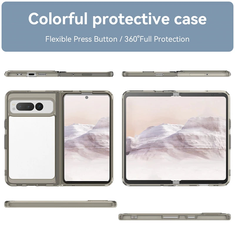 For Google Pixel Fold Case Luxury Silicone Clear Bumper For Pixel Fold Capa TPU Shockproof Case For Google Pixel Fold Cover