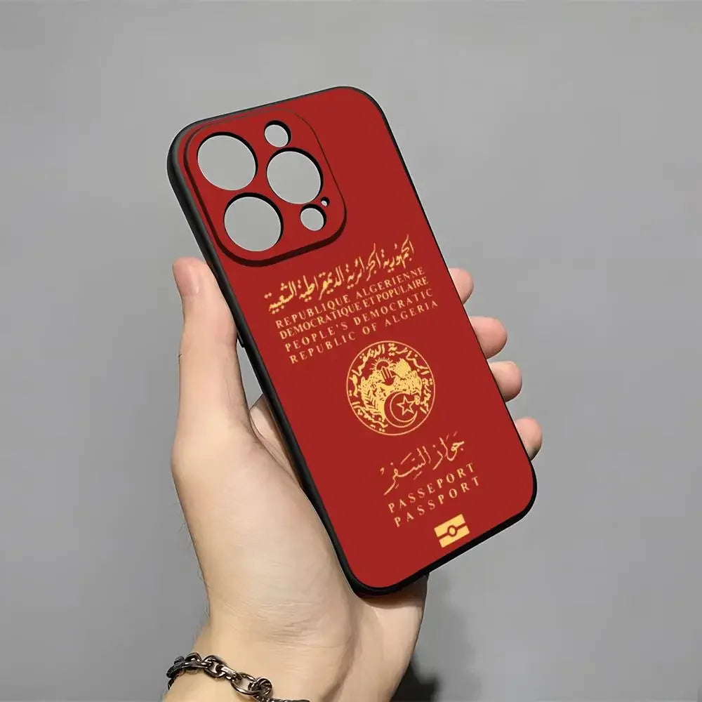 Algeria Map Flag Passport Phone Case For iPhone 17 16 15 11 12 14 13 Pro Max Mini XS XR 7 Plus 17E Air Shockproof Silicone Cover